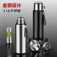316不銹鋼全鋼保溫杯大容量智能顯溫保溫水壺茶水分離商務戶外杯
